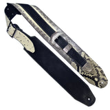 Black Python Skin Buckled Guitar Strap