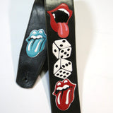 OOAK Rolling Stones Tumbling Dice Guitar Strap 44-55 inches
