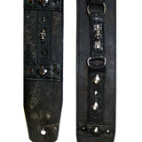 Skull Hardware and Crushed Lambskin Guitar Strap