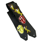 OOAK Stones Voodoo Lounge Black Leather Guitar Strap 2.75 Inch