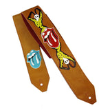 OOAK Stones Voodoo Lounge Gold Leather Guitar Strap