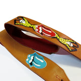 OOAK Stones Voodoo Lounge Gold Leather Guitar Strap