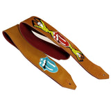 OOAK Stones Voodoo Lounge Gold Leather Guitar Strap