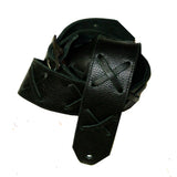 Thin Black X Leather Guitar Strap