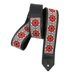 Vintage Textile Ribbon Red Stitched Guitar Strap