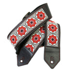 Vintage Textile Ribbon Red Stitched Guitar Strap