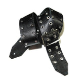 Black Reptile Leather Silver Studded Guitar Strap
