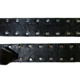 Black Reptile Leather Silver Studded Guitar Strap