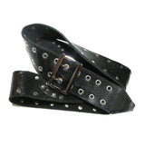 Black Reptile Leather Silver Studded Guitar Strap