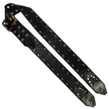 Black Reptile Leather Silver Studded Guitar Strap