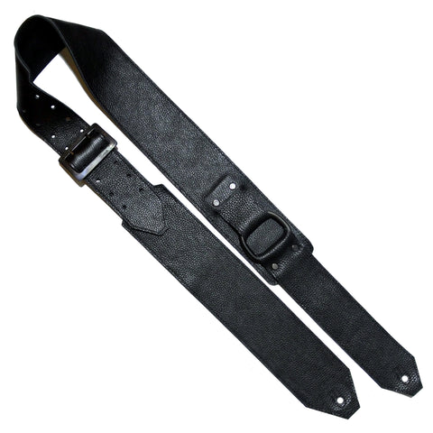 Black leather D-Ring Guitar Strap 1