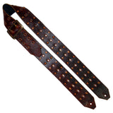 A burgundy copper colored top quality leather with antiqued copper studs and eyelets.