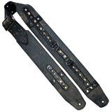 Skull Hardware and Crushed Lambskin Guitar Strap