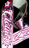 Megan Moroney Custom Guitar Strap Cloud 9 tour. Pink metallic guitar strap with Swarovski Crystals.