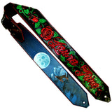 leather custom guitar strap with name and dog