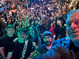 Roc-Kin'-On band member Tom Angelo with custom leather Jeri Hart Guitar Strap and a large audience having a great time! 