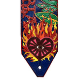 custom leather guitar strap with the Sacred Heart.