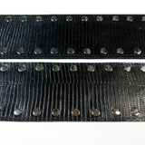 Wide Black Reptile Leather Silver Studded Guitar Strap