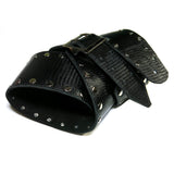 Wide Black Reptile Leather Silver Studded Guitar Strap