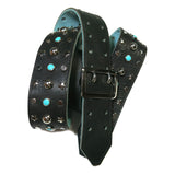 PS OOAK "Turquoise" Cabochon and Silver Studded Guitar Strap-RS