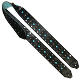 PS OOAK "Turquoise" Cabochon and Silver Studded Guitar Strap-RS