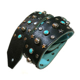 PS OOAK "Turquoise" Cabochon and Silver Studded Guitar Strap-RS