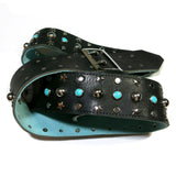 PS OOAK "Turquoise" Cabochon and Silver Studded Guitar Strap-RS