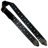 OOAK "Reptile and Turquoise" Silver Studded Guitar Strap