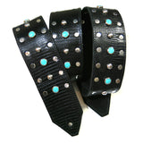 OOAK "Reptile and Turquoise" Silver Studded Guitar Strap