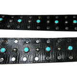 OOAK "Reptile and Turquoise" Silver Studded Guitar Strap