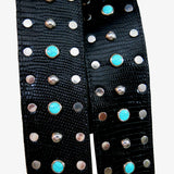 OOAK "Reptile and Turquoise" Silver Studded Guitar Strap