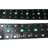 OOAK "Reptile and Turquoise" Silver Studded Guitar Strap