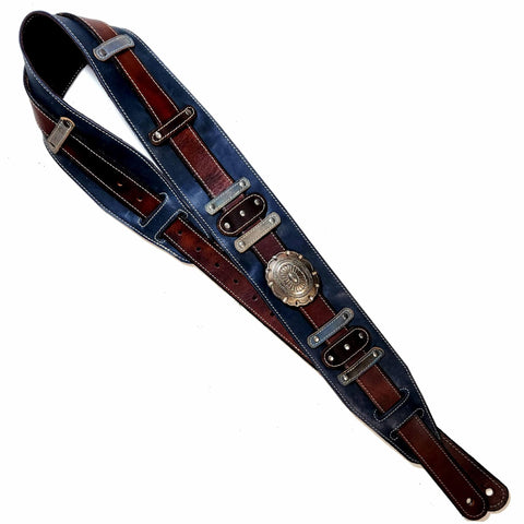 Blue Big Concho Guitar Strap