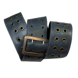 PS OOAK Blue Leather, Brass Eyelets Guitar Strap *R