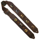 PS Wide Brown Concho Guitar Strap Imperfect *S