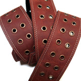 OOAK Burgundy & Copper Eyelets Guitar Strap