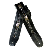 OOAK Black Distressed Tip Concho Guitar Strap