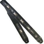 OOAK Black Distressed Tip Concho Guitar Strap