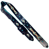 custom wireless transmitter pocket snap-on atttachment system with a matching Keith Richards replica guitar strap 