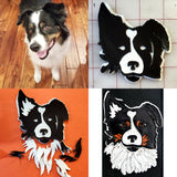 Custom leather guitar strap showing the creation of the image of owners dog "Beau"