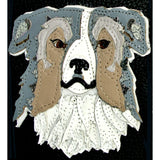Custom leather guitar strap with the image of owners dog "Zap"