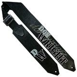 Don Wright Black Chap Leather Guitar Strap with Kidskin Overlays