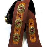 OOAK Guitar Strap Burgundy with Golden Underlays & Conchos