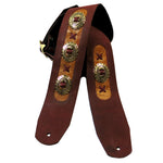 OOAK Guitar Strap Burgundy with Golden Underlays & Conchos