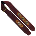 OOAK Guitar Strap Burgundy with Golden Underlays & Conchos