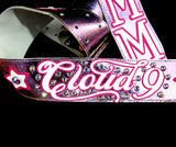 Megan Moroney Custom Guitar Strap Cloud 9 tour. Pink metallic guitar strap with Swarovski Crystals.