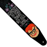 Monkees Custom leather guitar strap, Money is the Root of all Evil