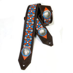 OOAK Vintage Textile Ribbon Blue and Orange Guitar Strap