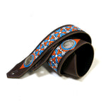 OOAK Vintage Textile Ribbon Blue and Orange Guitar Strap