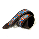 OOAK Vintage Textile Ribbon Blue and Orange Guitar Strap